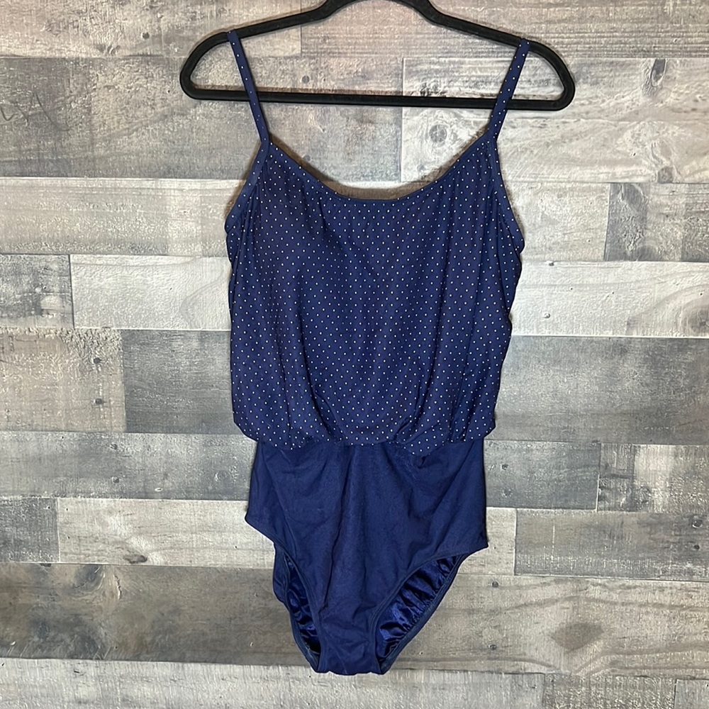 Navy Blue with Gold Dots Longitude One-Piece Swimsuit
